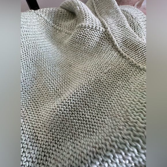 Brunello Cucinelli Heather Green Linen-Blend Sparkle Knit V-neck Sweater - Picture 8 of 13